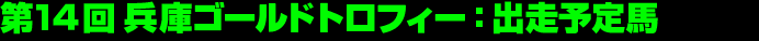 第1４回兵庫ゴールドトロフィー：出走予定馬